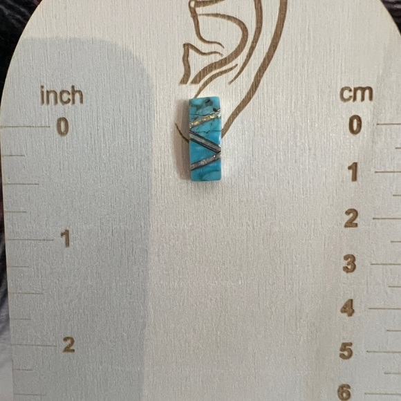 ❤️ Zuni Mojave Turquoise & Lab Opal Inlaid Earrings 925 Native Signed “8M” - Picture 6 of 8